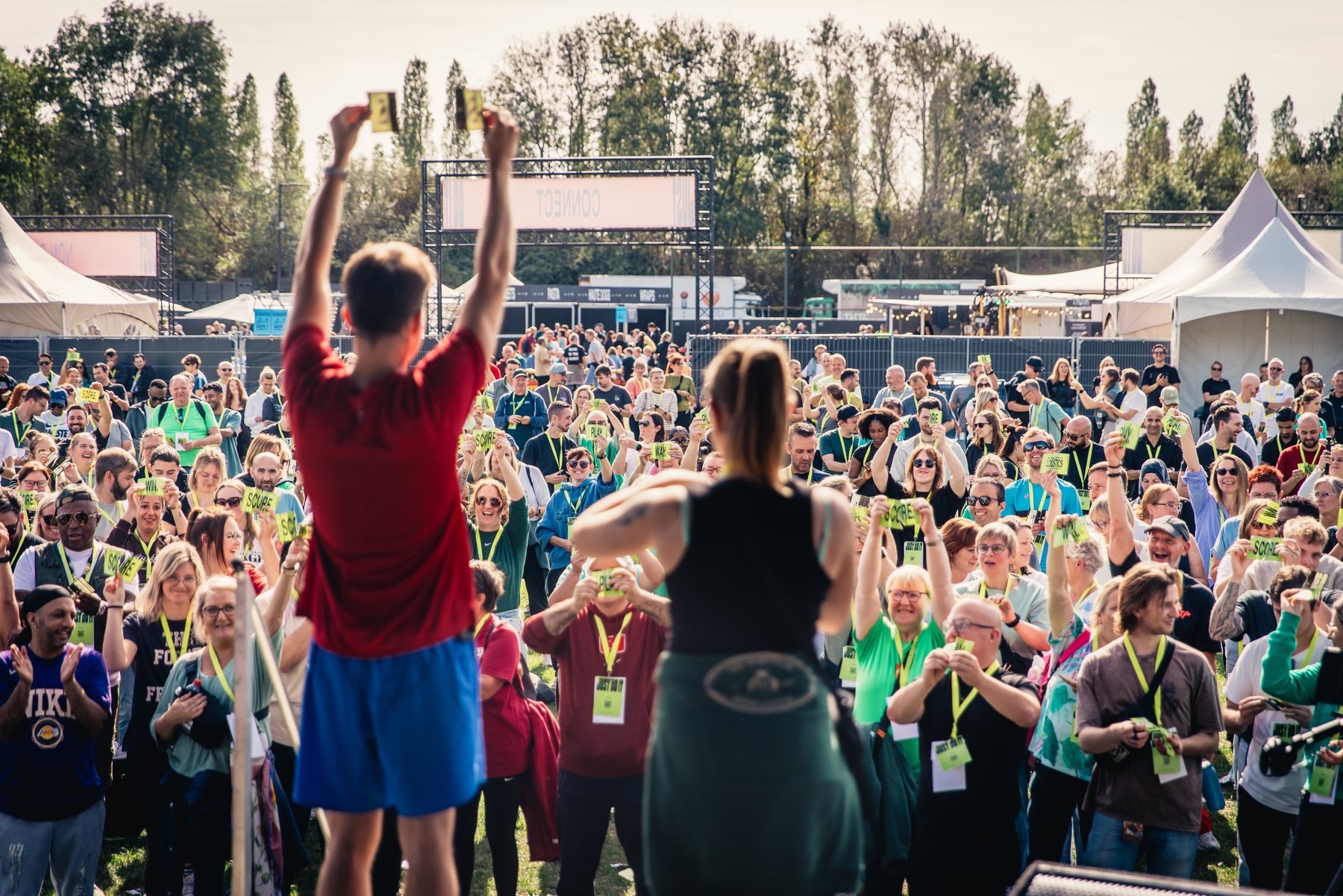 Jonas De Bruyn raising the energy of the crowd during a NIKE brand activation